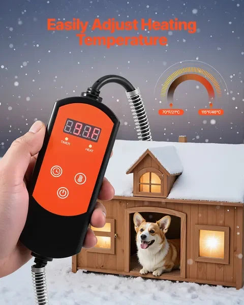 Dog House Heater, 800W Pet Heater with Overheat Protection, Adjustable Temp & 24H Time