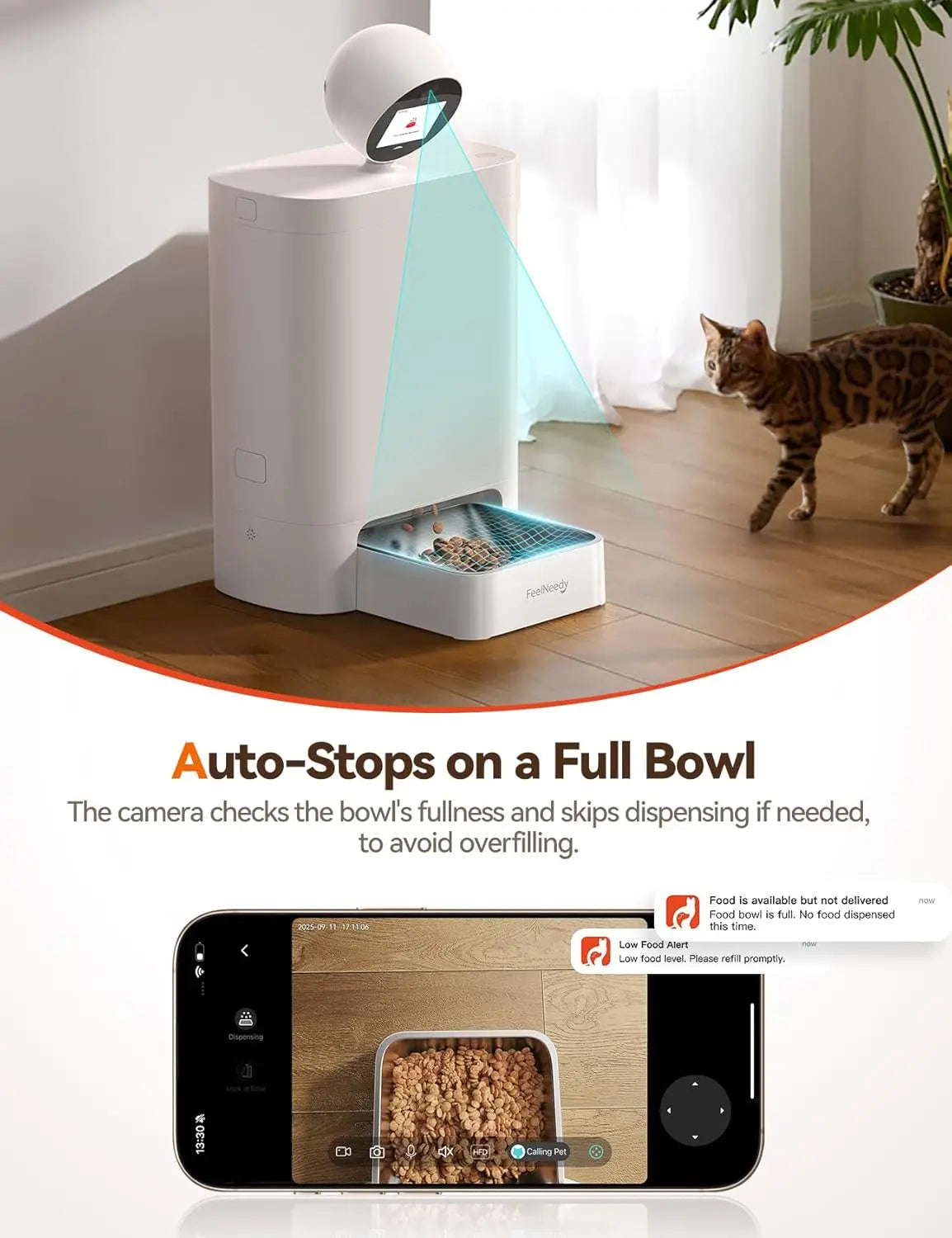 Smart AI Pet Feeder with 2K Camera, Night Vision & Two-Way Audio, Timed Automatic Food Dispense